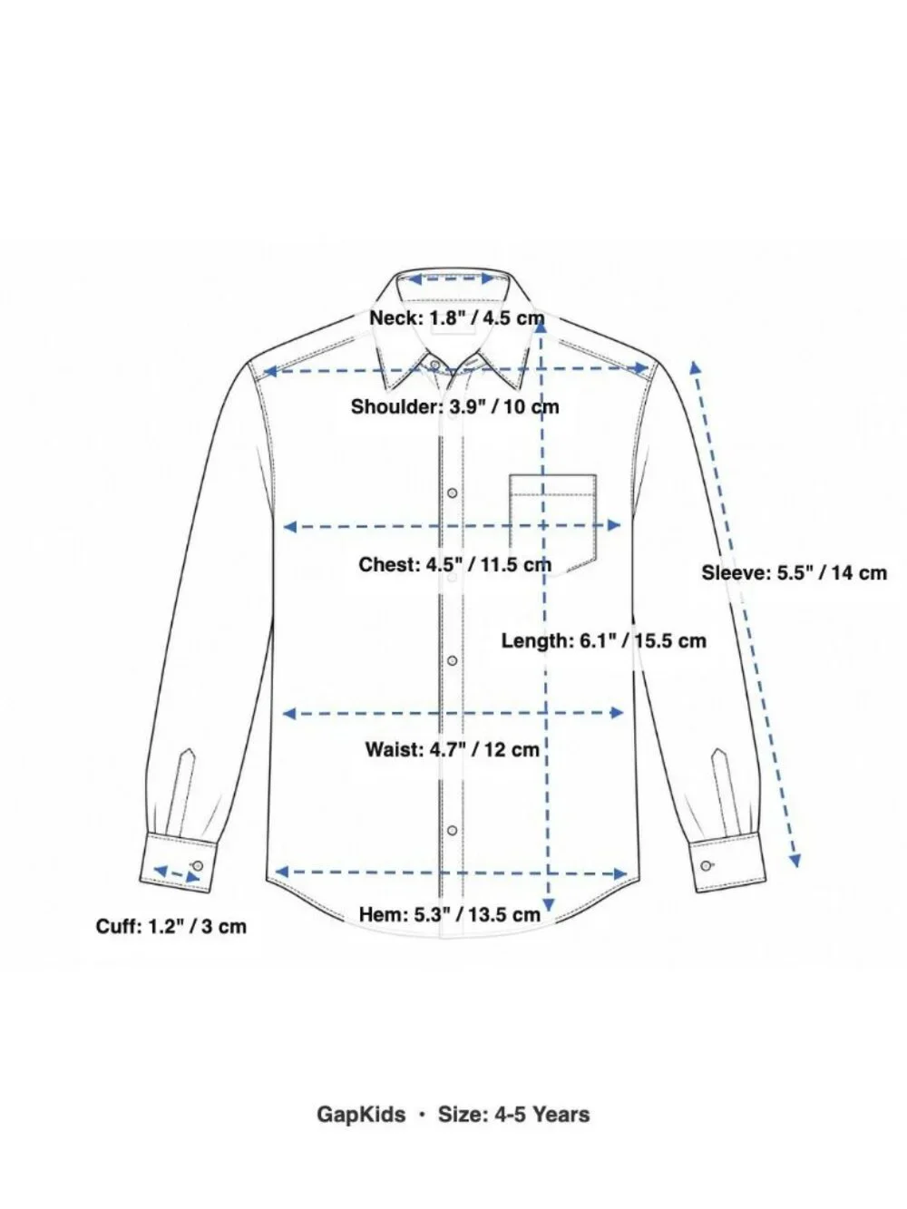 Denim Button Up Shirt For Girls XS 4-5 Years 100% Cotton Dark Blue - Picture 12 of 12